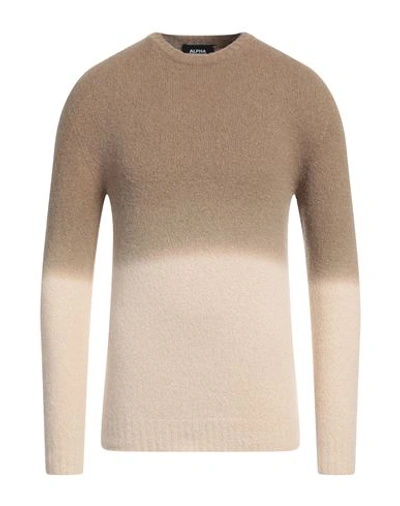 Alpha Studio Beige Alpaca Leather Sweater