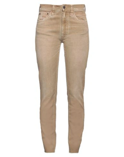 Cycle Woman Jeans Camel Size 28 Cotton, Elastane In Beige