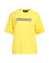 Dsquared2 Woman T-shirt Yellow Size L Cotton