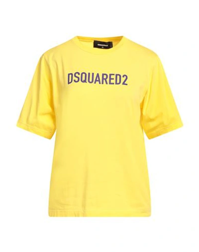 Dsquared2 Woman T-shirt Yellow Size L Cotton