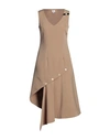 Gil Santucci Woman Mini Dress Khaki Size 4 Polyester, Elastane In Beige