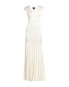 Cavalli Class Woman Long Dress Cream Size 6 Viscose In White