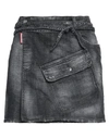 DSQUARED2 DSQUARED2 WOMAN DENIM SKIRT BLACK SIZE 8 COTTON, ELASTANE