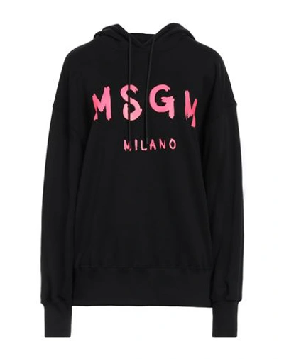 Msgm Woman Sweatshirt Black Size S Cotton In Black