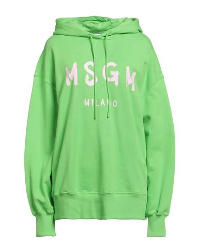 Msgm Woman Sweatshirt Green Size L Cotton In Green