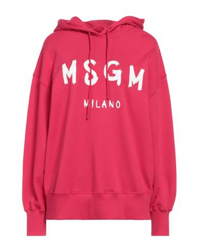 Msgm Woman Sweatshirt Magenta Size Xl Cotton