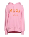 Msgm Woman Sweatshirt Pink Size L Cotton