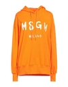 Msgm Woman Sweatshirt Orange Size M Cotton