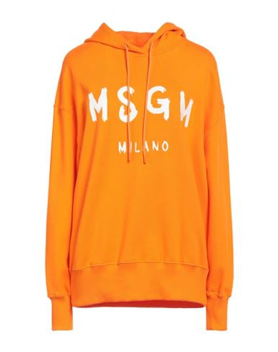 Msgm Woman Sweatshirt Orange Size M Cotton