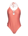Rrd Woman One-piece Swimsuit Coral Size 4 Polyamide, Elastane In Red