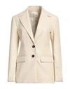 Suoli Woman Suit Jacket Cream Size 8 Polyurethane In White
