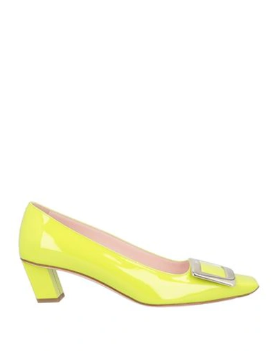 Roger Vivier Woman Pumps Yellow Size 10 Soft Leather In Yellow