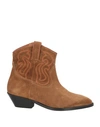 CATARINA MARTINS CATARINA MARTINS WOMAN ANKLE BOOTS CAMEL SIZE 9 LEATHER