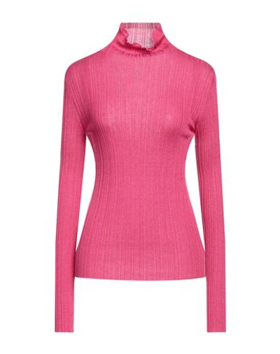 Agnona Woman Turtleneck Fuchsia Size S Cashmere, Silk In Pink