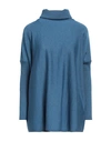 Shirtaporter Woman Turtleneck Blue Size 8 Merino Wool