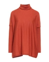 Shirtaporter Woman Turtleneck Orange Size 8 Merino Wool