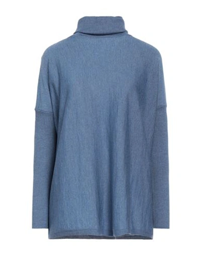 Shirtaporter Woman Turtleneck Slate Blue Size 8 Merino Wool