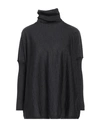 Shirtaporter Woman Turtleneck Steel Grey Size 8 Merino Wool