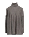 Shirtaporter Woman Turtleneck Khaki Size 8 Merino Wool In Beige