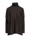 Shirtaporter Woman Turtleneck Dark Brown Size 14 Merino Wool