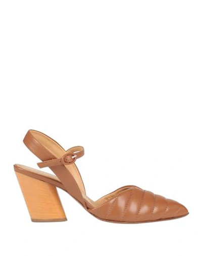 Halmanera Woman Pumps Camel Size 8.5 Soft Leather In Beige