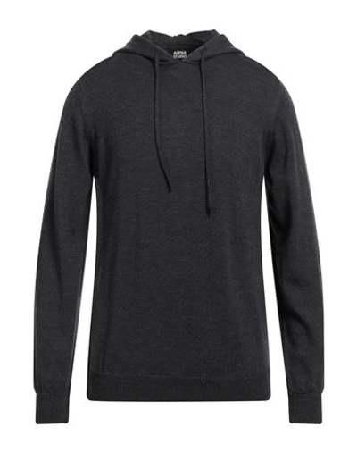 Alpha Studio Man Sweater Lead Size 44 Merino Wool In Grey