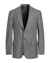 Isaia Man Blazer Slate Blue Size 46 Wool, Silk In Beige