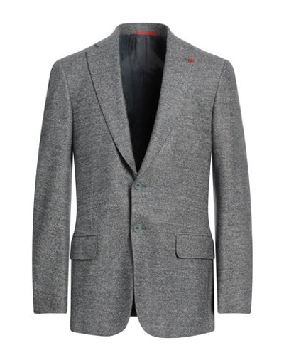 Isaia Man Blazer Slate Blue Size 46 Wool, Silk In Beige