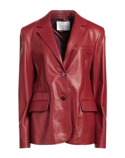 Drome Woman Suit Jacket Brick Red Size L Lambskin