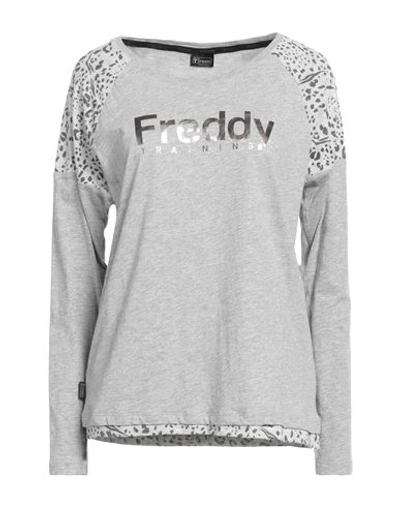 Freddy Woman T-shirt Light Grey Size S Cotton, Viscose