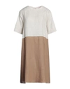 Rossopuro Woman Midi Dress Beige Size S Linen
