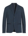 A.testoni Testoni Man Blazer Slate Blue Size 36 Cotton, Elastane In Blue