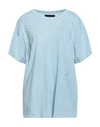 Amiri Woman T-shirt Light Blue Size S Cotton