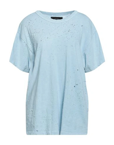Amiri Woman T-shirt Light Blue Size S Cotton