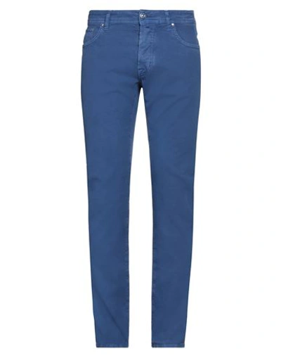 Jacob Cohёn Man Pants Slate Blue Size 33 Cotton, Elastane In Blue