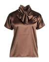 Jucca Woman Blouse Cocoa Size 2 Silk, Elastane In Brown