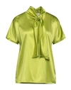 Jucca Woman Top Acid Green Size 10 Silk, Elastane