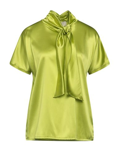 Jucca Woman Top Acid Green Size 8 Silk, Elastane