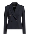 Dondup Woman Blazer Midnight Blue Size 12 Viscose, Polyamide, Elastane In Navy Blue