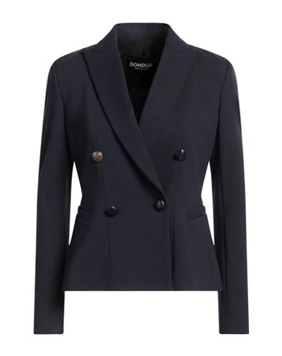 Dondup Woman Blazer Midnight Blue Size 12 Viscose, Polyamide, Elastane In Blue