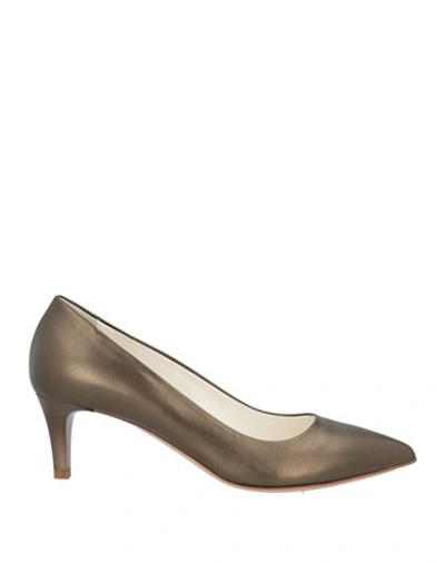 Stele Woman Pumps Bronze Size 12 Soft Leather In Yellow