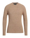 Alpha Studio Man Sweater Camel Size 42 Alpaca Wool, Polyamide, Cotton, Modal, Elastane In Beige