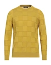 +39 Masq Man Sweater Mustard Size 44 Merino Wool In Yellow