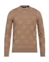 +39 MASQ +39 MASQ MAN SWEATER CAMEL SIZE 38 MERINO WOOL