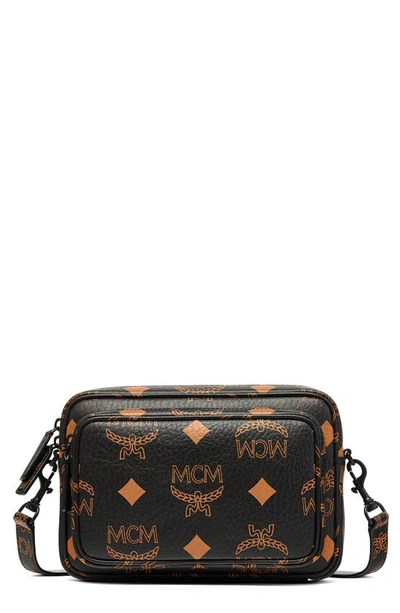 Mcm Small Aren Visetos Coated Canvas Crossbody Bag In Black