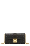 Mcm Large Tracy Visetos Coated Canvas Wallet On A Chain In Black