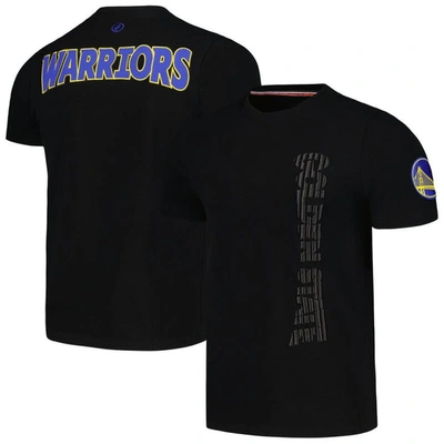 Fisll Black Golden State Warriors 3d Puff Print Sliced Logo T-shirt