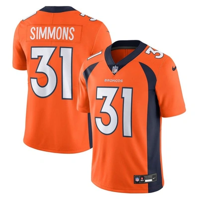 Nike Justin Simmons Orange Denver Broncos  Vapor Untouchable Limited Jersey