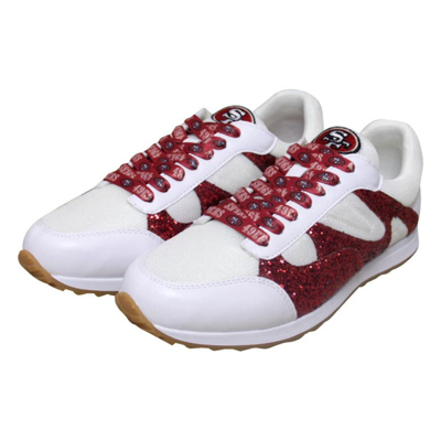 Cuce White San Francisco 49ers Glitter Sneakers In Red