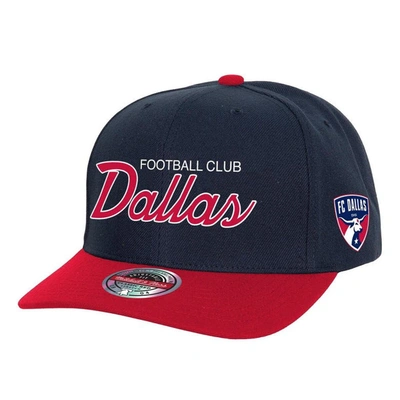 Mitchell & Ness Men's  Navy Fc Dallas Team Script 2.0 Stretch Snapback Hat